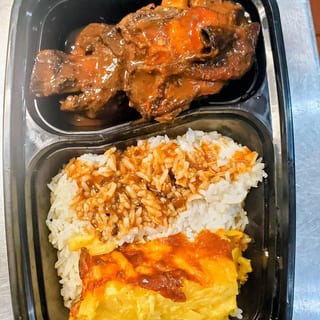 Mini Chicken Platter (Jerk, Brown Stew & Curry)