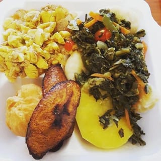 Ackee & Saltfish and Callaloo/Colored Greens (Regular breakfst)